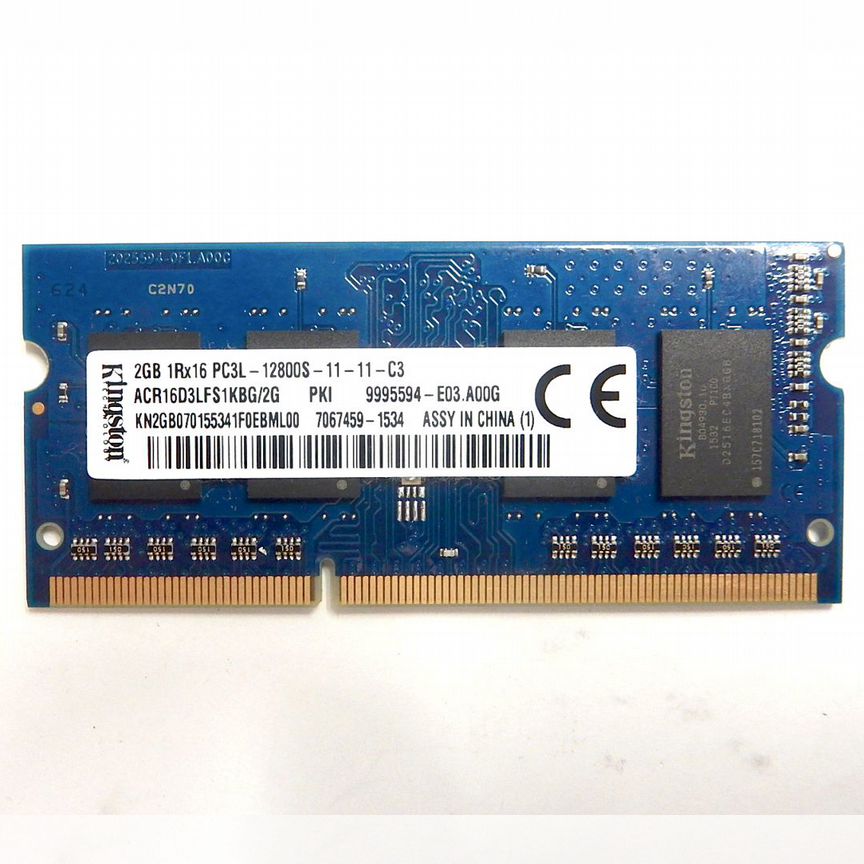 Озу DDR3L Kingston 2GB 1Rx16 PC3L-12800S-11-11-C3