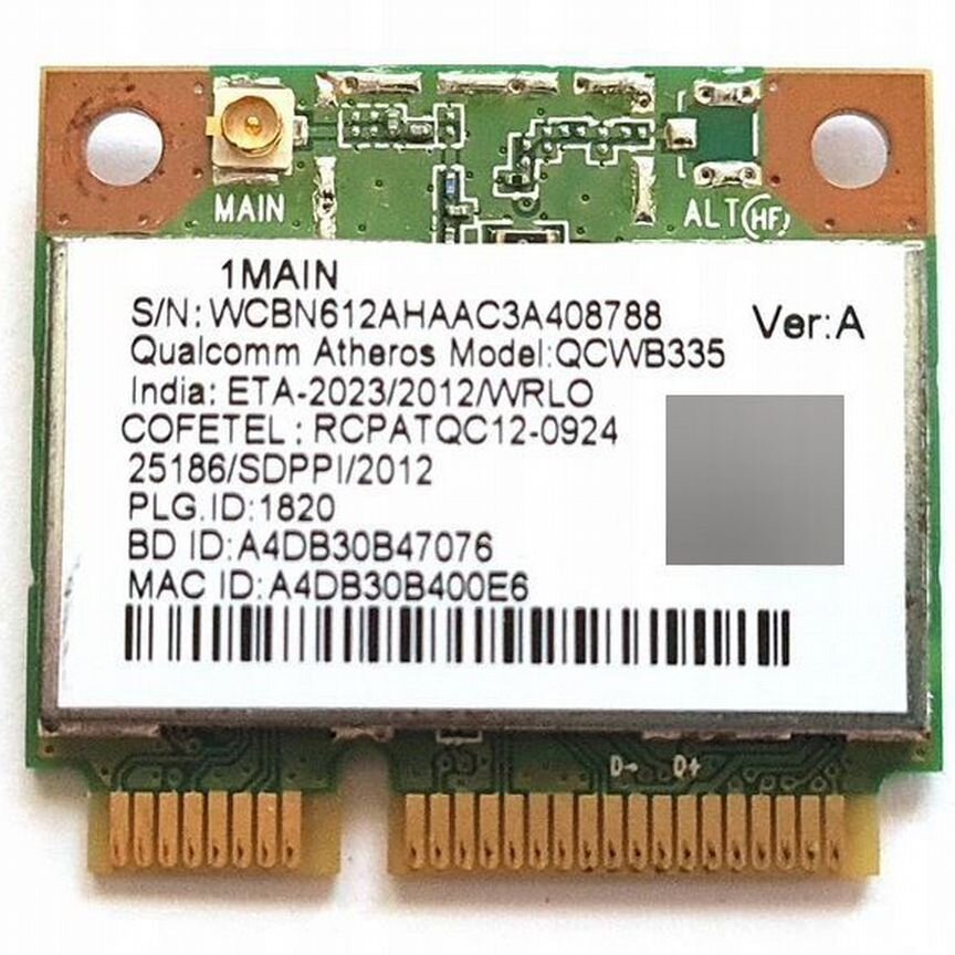 Карта WI-FI qcwb335 802.11 b/g/n + Bluetooth BT4.0