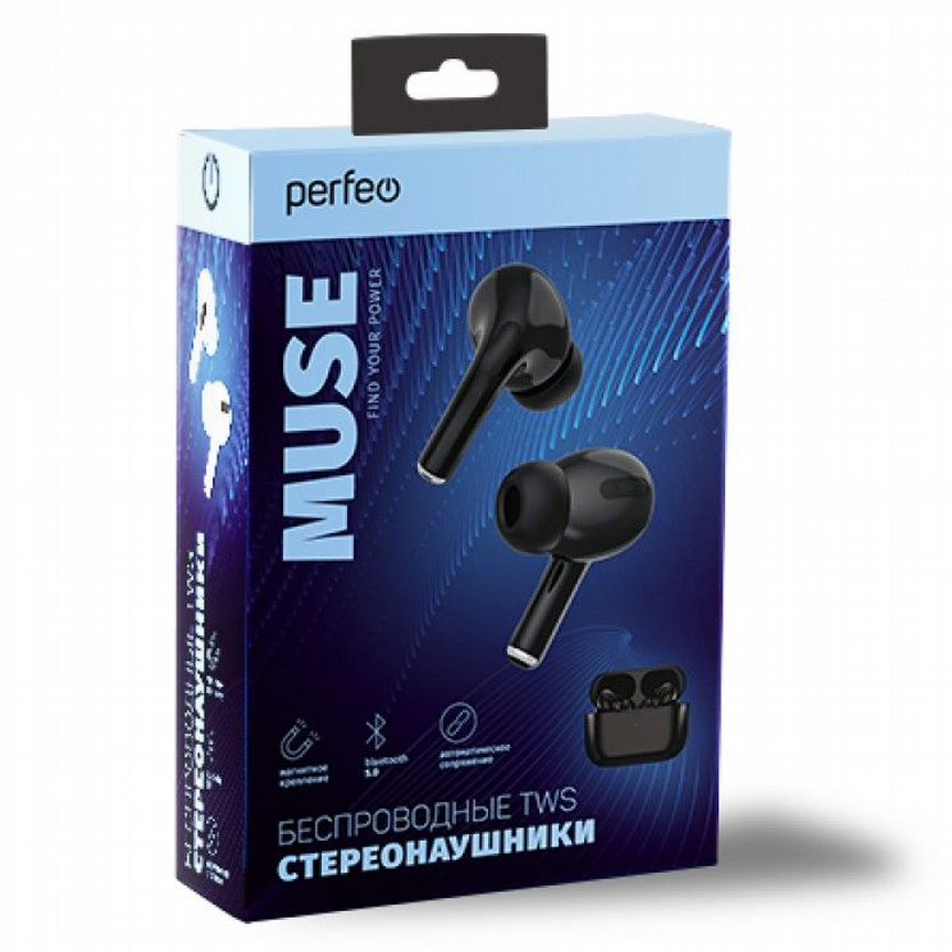 Беспроводные наушники Perfeo TWS muse Black