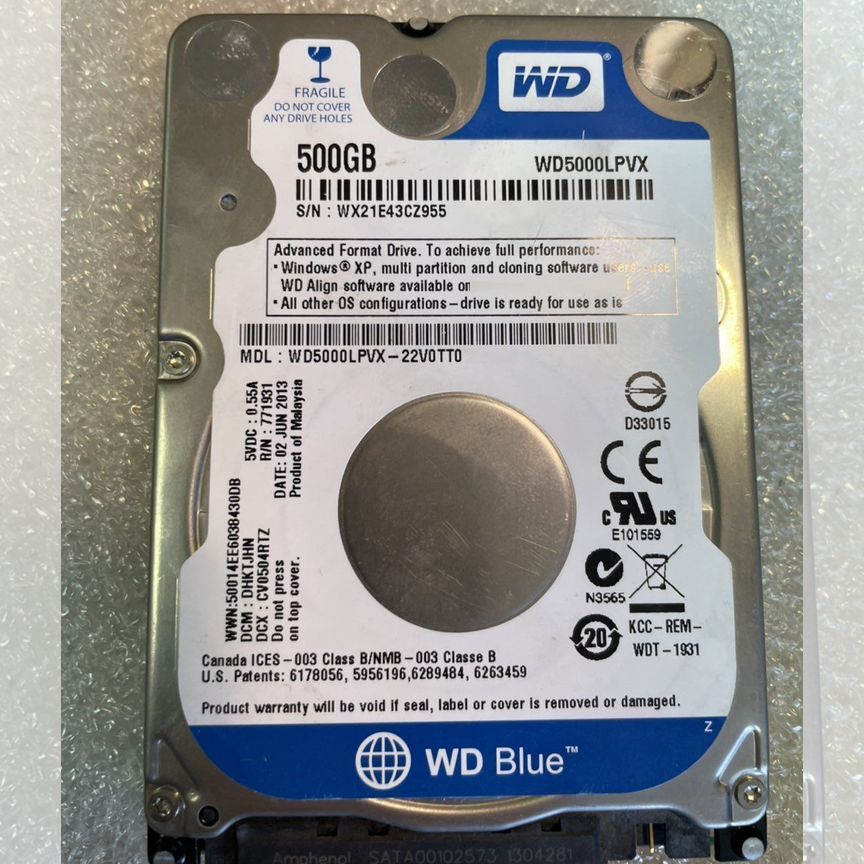 Жесткий диск wd5000lpvx 500gb