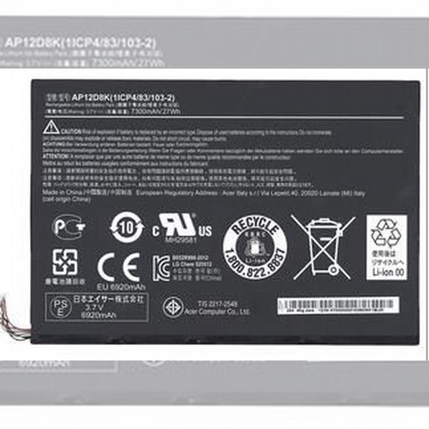 Аккумуляторная батарея для Acer w510 AP12D8K